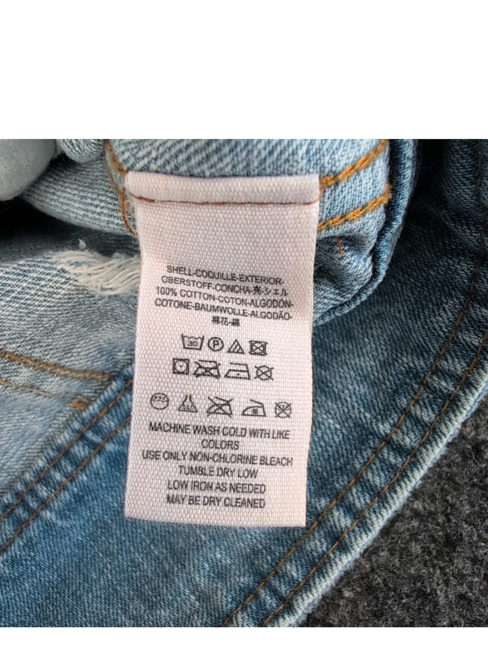 Free People Denim Jacket Womens Medium Blue Ferry Frayed Jean Military Motto